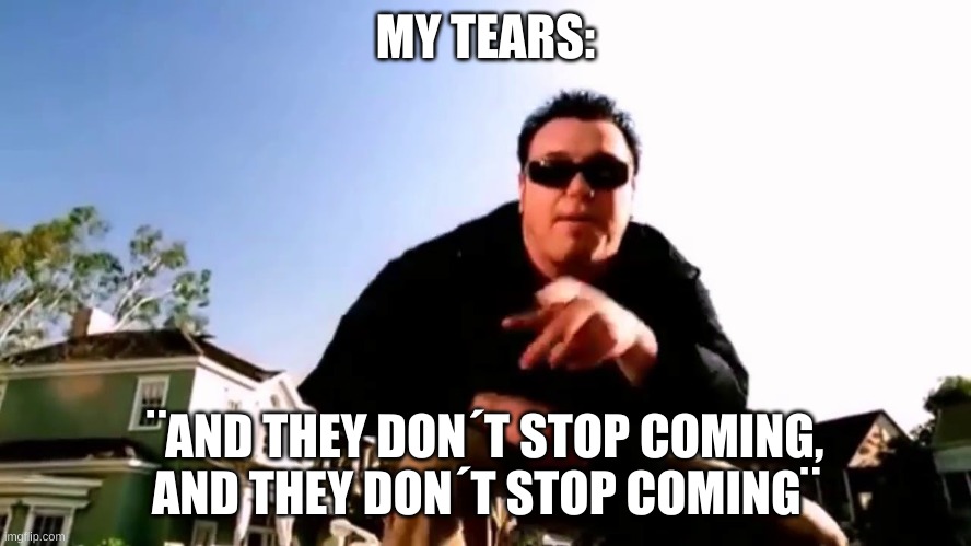 And they don't stop coming | MY TEARS: ¨AND THEY DON´T STOP COMING, AND THEY DON´T STOP COMING¨ | image tagged in and they don't stop coming | made w/ Imgflip meme maker