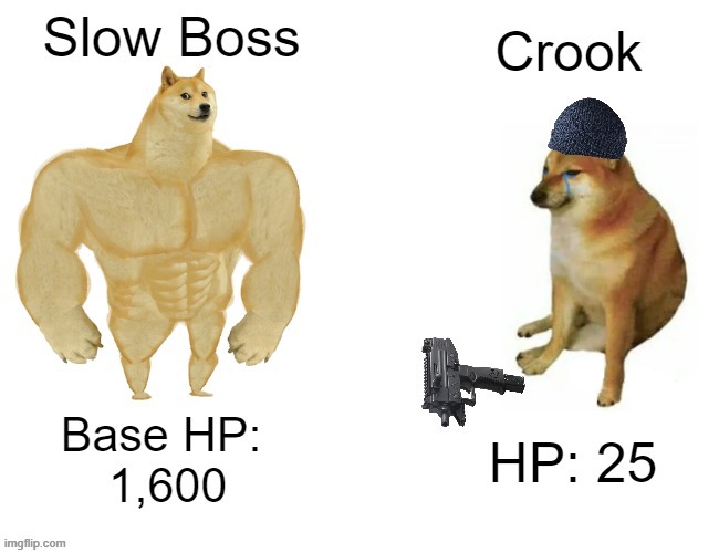 Tower Defense Crook | image tagged in buff doge vs cheems | made w/ Imgflip meme maker