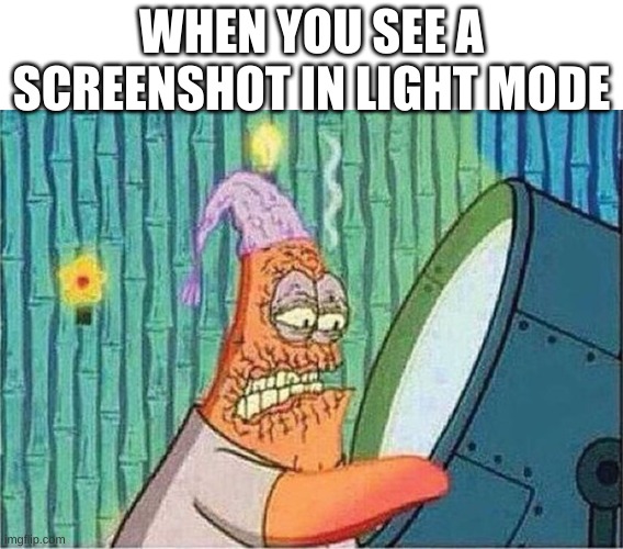 WHEN YOU SEE A SCREENSHOT IN LIGHT MODE | made w/ Imgflip meme maker