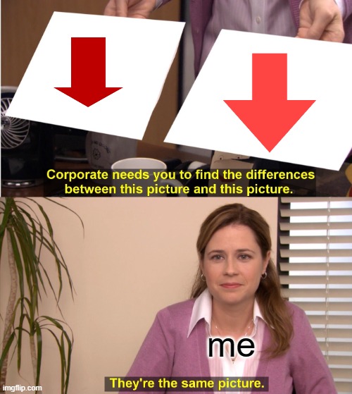 the picture | me | image tagged in they're the same picture,downvote,red arrow | made w/ Imgflip meme maker