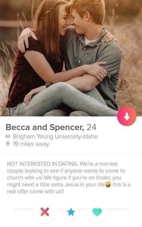 Becca and Spencer church Tinder Blank Meme Template