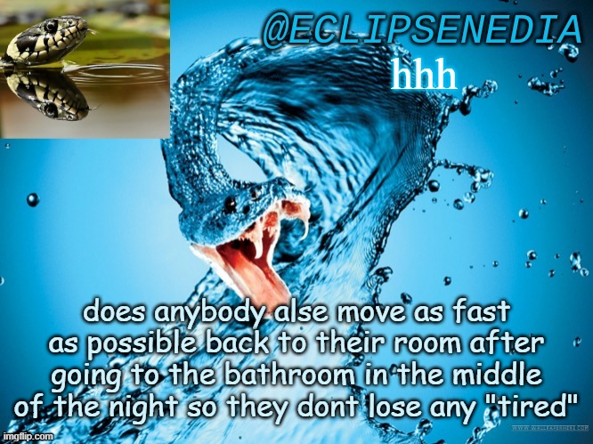 . | hhh; does anybody alse move as fast as possible back to their room after going to the bathroom in the middle of the night so they dont lose any "tired" | image tagged in hippity hopptiy my thoughts are now your property | made w/ Imgflip meme maker