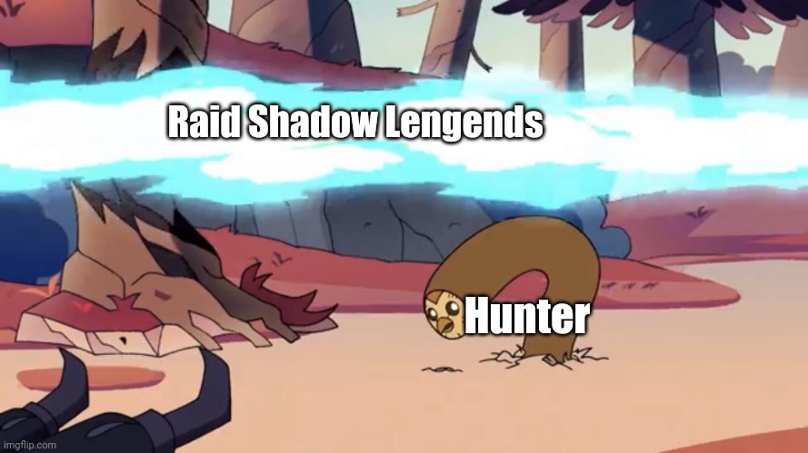 Anti meme? | Raid Shadow Lengends; Hunter | image tagged in dodging hooty the owl house | made w/ Imgflip meme maker