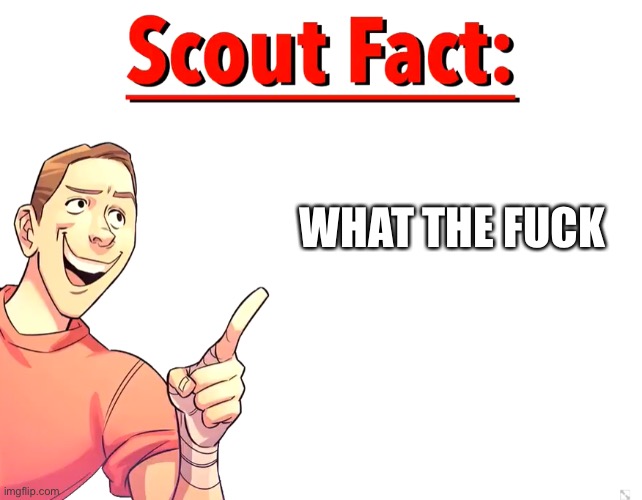 Scout Fact | WHAT THE FUCK | image tagged in scout fact | made w/ Imgflip meme maker