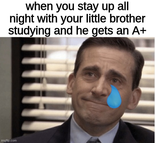 Proudness | when you stay up all night with your little brother studying and he gets an A+ | image tagged in proudness | made w/ Imgflip meme maker
