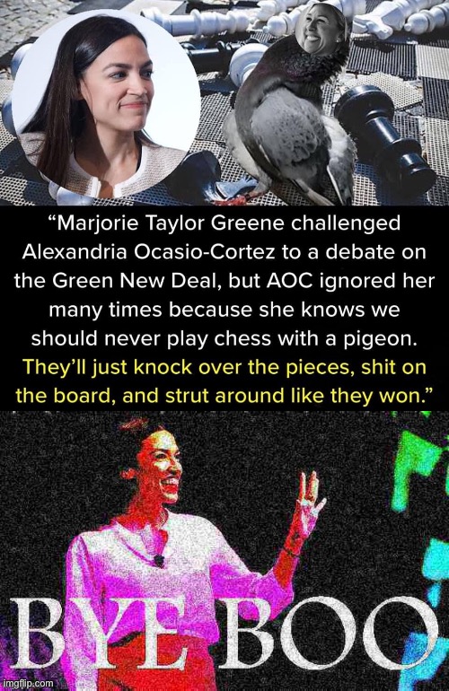 Don’t Feed The Trolls, AOC edition | image tagged in aoc vs marjorie taylor-greene,aoc bye boo deep-fried 2 | made w/ Imgflip meme maker