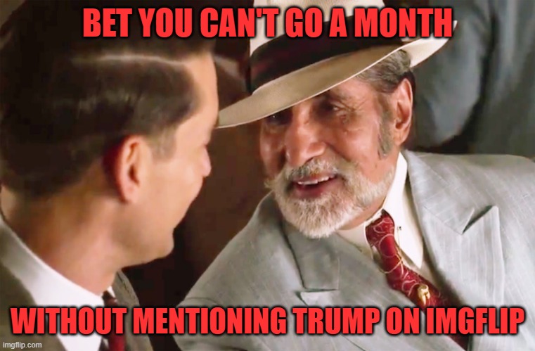 Meyer Wolfsheim | BET YOU CAN'T GO A MONTH WITHOUT MENTIONING TRUMP ON IMGFLIP | image tagged in meyer wolfsheim | made w/ Imgflip meme maker