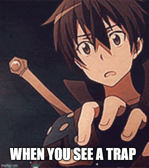 trap! | WHEN YOU SEE A TRAP | image tagged in sao,anime,anime mem,trap | made w/ Imgflip meme maker