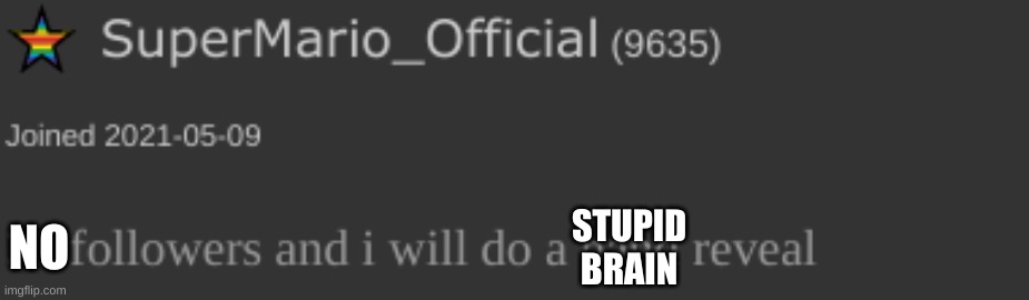 SuperMario_Official(User)Tagline But I Made A True Thing | NO; STUPID BRAIN | made w/ Imgflip meme maker