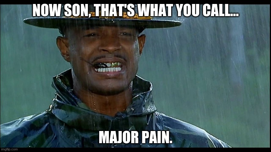 Major Pain | NOW SON, THAT'S WHAT YOU CALL... MAJOR PAIN. | image tagged in major pain | made w/ Imgflip meme maker