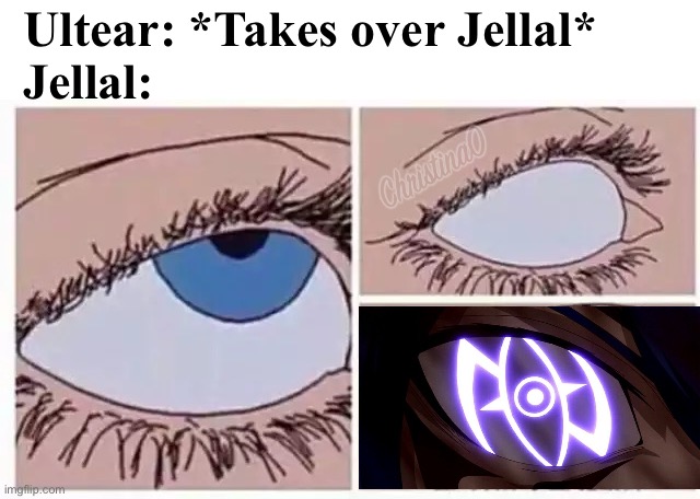 Zeref / Ultear Symbole Jellal’s eye - Fairy Tail Meme | Ultear: *Takes over Jellal*
Jellal: | image tagged in eyeroll,memes,jellal,ultear,fairy tail,fairy tail meme | made w/ Imgflip meme maker