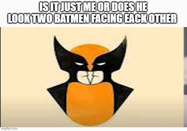 IS IT JUST ME OR DOES HE LOOK TWO BATMEN FACING EACK OTHER | image tagged in white box | made w/ Imgflip meme maker