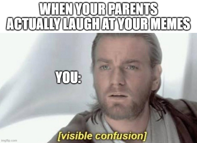visible confusion | WHEN YOUR PARENTS ACTUALLY LAUGH AT YOUR MEMES; YOU: | image tagged in visible confusion,funny,memes,parents | made w/ Imgflip meme maker