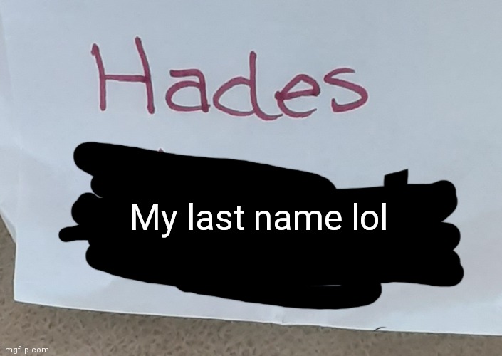 Hampter | My last name lol | image tagged in hades the grumpy nugget | made w/ Imgflip meme maker