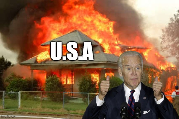 Moronic Domestic Enemies Are Cheering The Destruction. Along With Their Foreign Comrades Who View Them As Useful Idiots. | U.S.A | image tagged in biden with a flamethrower,incompetence,resident president slow biden,pedo joe and family,family all pedo too,ConservativeMemes | made w/ Imgflip meme maker