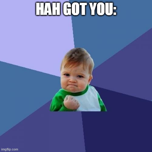 Success Kid | HAH GOT YOU: | image tagged in memes,success kid | made w/ Imgflip meme maker