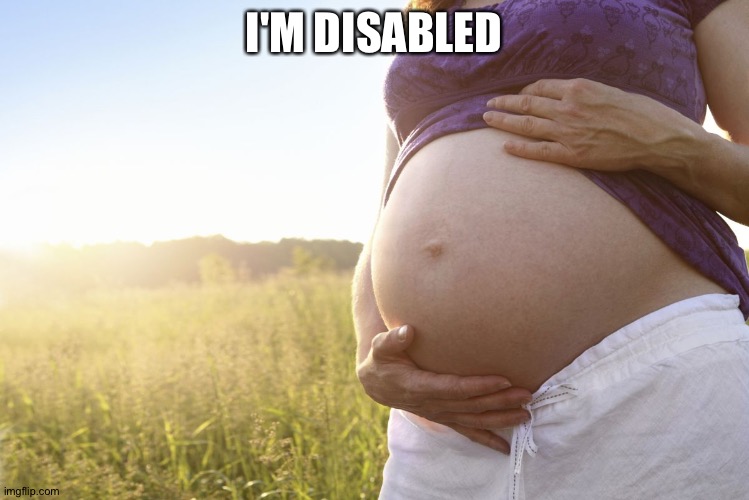 Pregnant Woman | I'M DISABLED | image tagged in pregnant woman | made w/ Imgflip meme maker