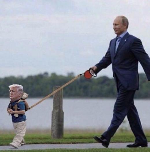 Putin takes Baby Trump for a walk Blank Meme Template