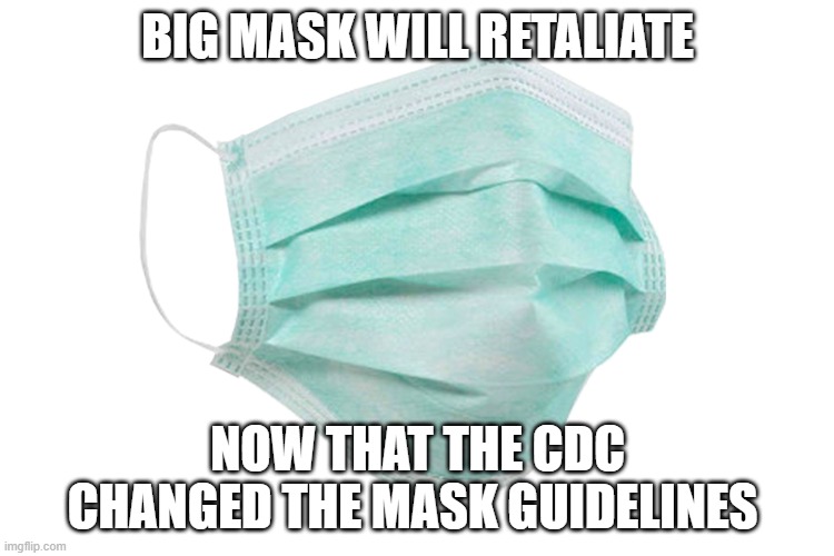 Big Mask | BIG MASK WILL RETALIATE; NOW THAT THE CDC CHANGED THE MASK GUIDELINES | image tagged in face mask | made w/ Imgflip meme maker