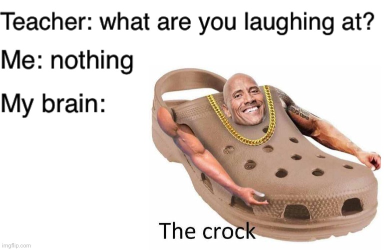 The Crock Johnson | image tagged in teacher what are you laughing at,dwayne johnson,funny,the rock,memes | made w/ Imgflip meme maker