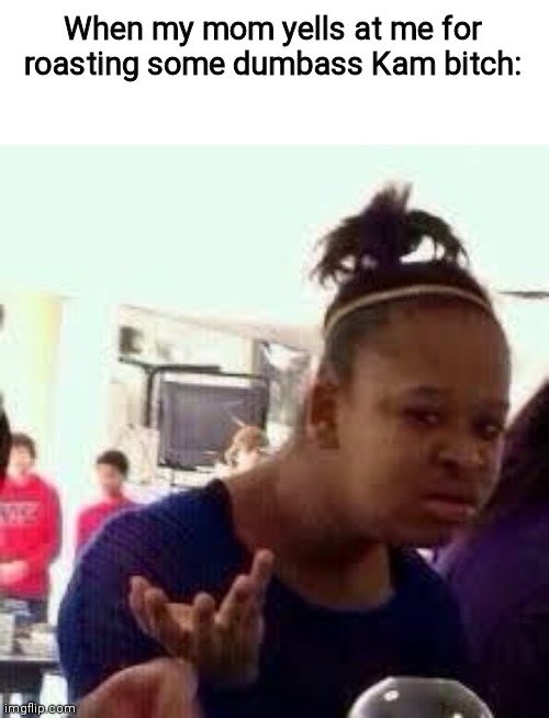 Bruh | When my mom yells at me for roasting some dumbass Kam bitch: | image tagged in bruh | made w/ Imgflip meme maker