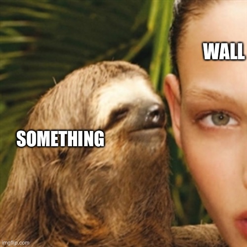 Whisper Sloth Meme | SOMETHING WALL | image tagged in memes,whisper sloth | made w/ Imgflip meme maker