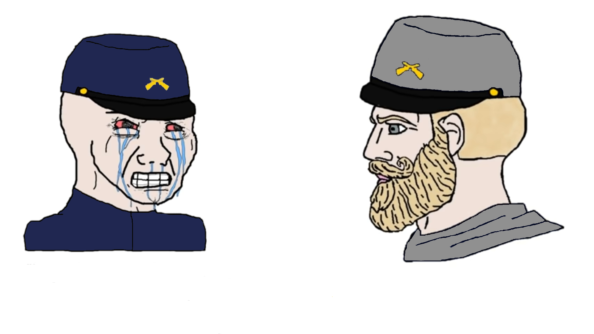 High Quality Confederate soldier talking to retard yankee Blank Meme Template