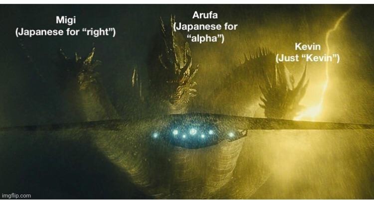 The names of Ghidorah's heads | made w/ Imgflip meme maker