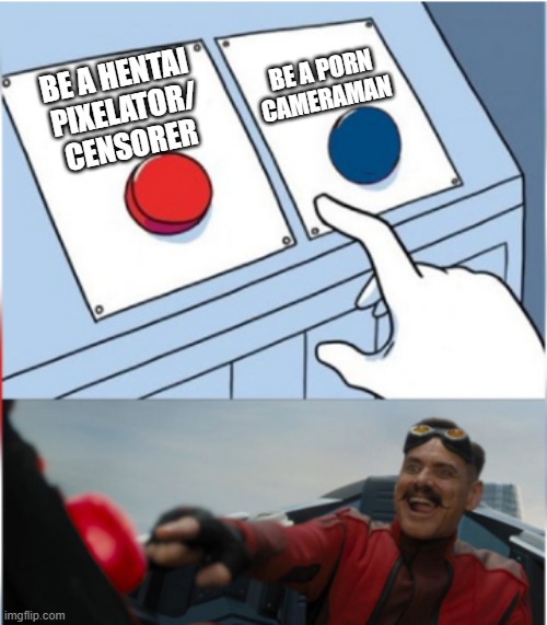 What I want | BE A PORN CAMERAMAN; BE A HENTAI 
PIXELATOR/
CENSORER | image tagged in robotnik pressing red button | made w/ Imgflip meme maker