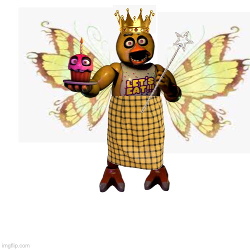 Chica the fairy chicken | image tagged in chica,fnaf,chica looking in window fnaf | made w/ Imgflip meme maker