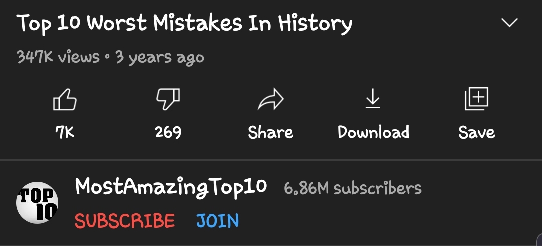 High Quality Top 10 Worst Mistakes in history Blank Meme Template