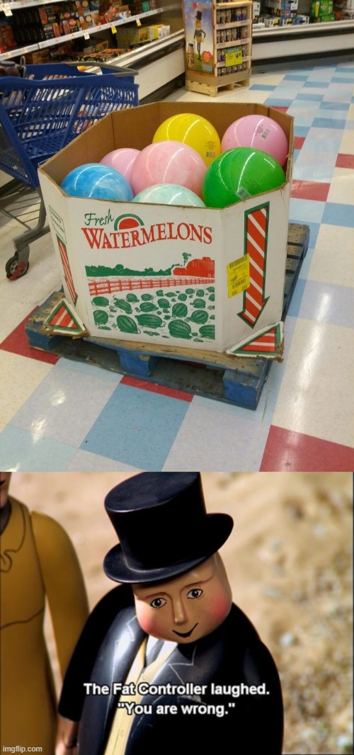 I've never seen watermelons like those before! | image tagged in the fat controller meme | made w/ Imgflip meme maker