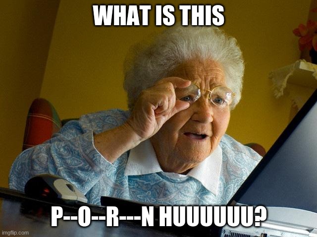 Grandma Finds The Internet Meme | WHAT IS THIS; P--O--R---N HUUUUUU? | image tagged in memes,grandma finds the internet | made w/ Imgflip meme maker