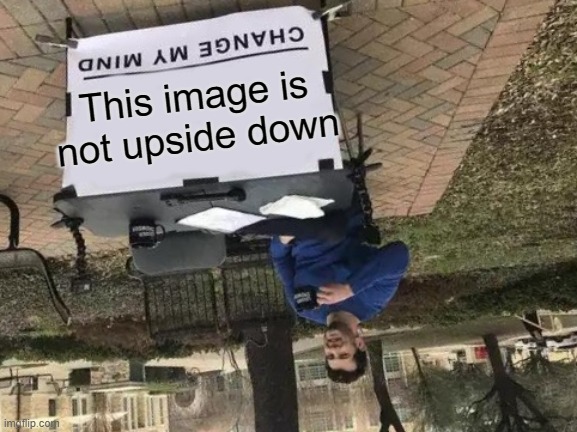 Change My Mind Meme | This image is not upside down | image tagged in memes,change my mind | made w/ Imgflip meme maker