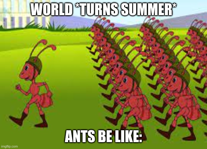 small little problems in life..... That arent really that small | WORLD *TURNS SUMMER*; ANTS BE LIKE: | image tagged in funny,ant,invasion | made w/ Imgflip meme maker