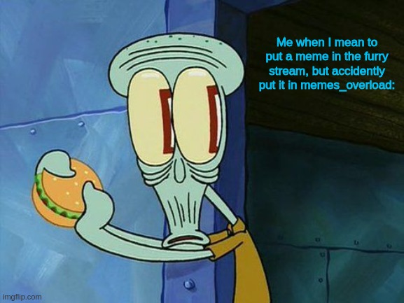 OwO | Me when I mean to put a meme in the furry stream, but accidently put it in memes_overload: | image tagged in oh shit squidward,xd,owo,uwu,wrong stream | made w/ Imgflip meme maker