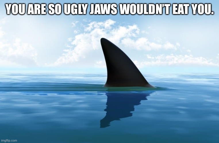 YOU ARE SO UGLY JAWS WOULDN’T EAT YOU. | image tagged in shark fin | made w/ Imgflip meme maker
