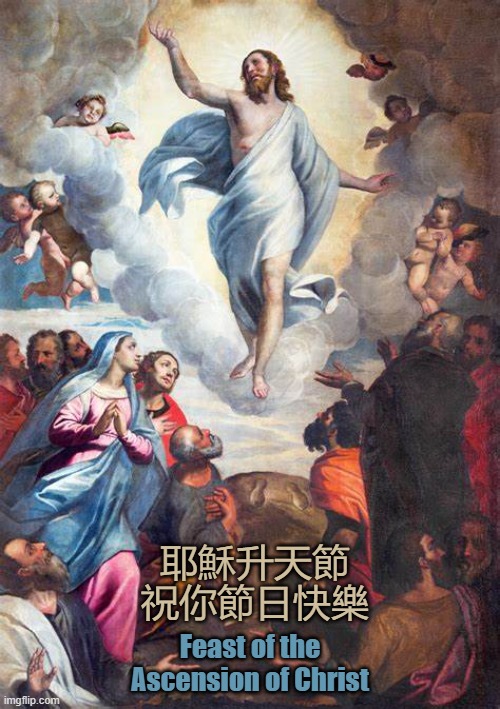 Feast of the Ascension of Christ 耶穌升天節 | Feast of the Ascension of Christ; 耶穌升天節
祝你節日快樂 | image tagged in ascension,christ | made w/ Imgflip meme maker