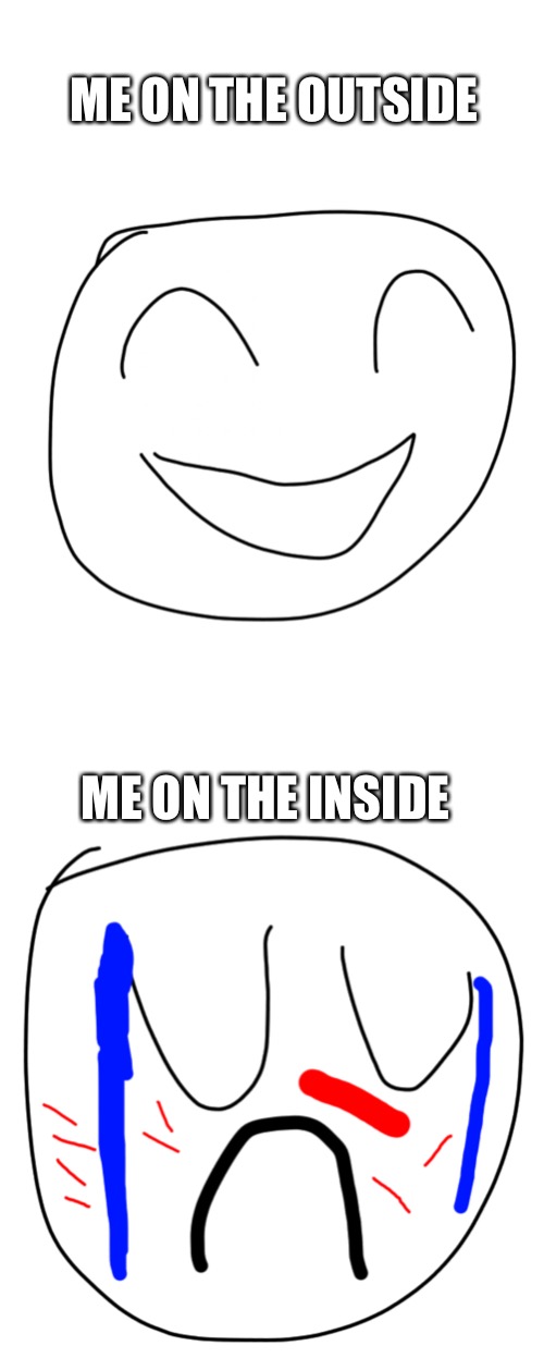 ME ON THE OUTSIDE; ME ON THE INSIDE | made w/ Imgflip meme maker
