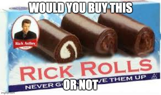 Rickroll |  WOULD YOU BUY THIS; OR NOT | image tagged in rickroll,never gonna give you up | made w/ Imgflip meme maker
