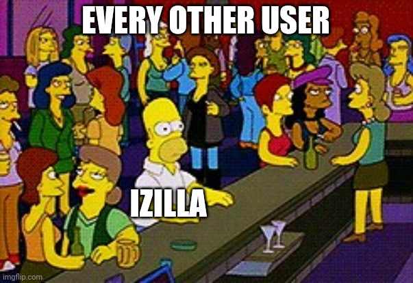 Homer Bar | EVERY OTHER USER IZILLA | image tagged in homer bar | made w/ Imgflip meme maker
