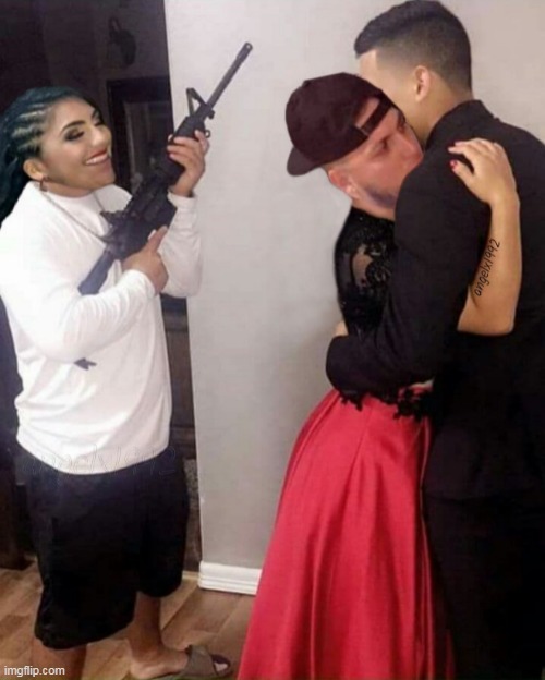 trading places | image tagged in crossdresser,guns,pistolas,dates,prom,lgbtq | made w/ Imgflip meme maker