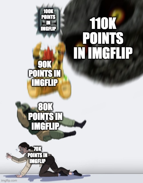 stuff falling on you extended | 110K POINTS IN IMGFLIP; 100K POINTS IN IMGFLIP; 90K POINTS IN IMGFLIP; 80K POINTS IN IMGFLIP; 70K POINTS IN IMGFLIP | image tagged in stuff falling on you extended | made w/ Imgflip meme maker