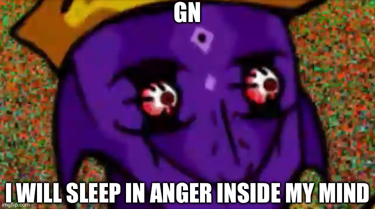 H | GN; I WILL SLEEP IN ANGER INSIDE MY MIND | image tagged in starecrown stare | made w/ Imgflip meme maker