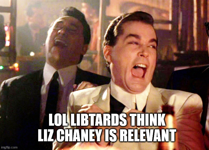 Good Fellas Hilarious Meme | LOL LIBTARDS THINK LIZ CHANEY IS RELEVANT | image tagged in memes,good fellas hilarious | made w/ Imgflip meme maker