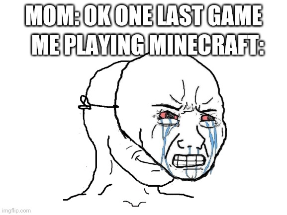 Ok then. | MOM: OK ONE LAST GAME; ME PLAYING MINECRAFT: | image tagged in minecraft | made w/ Imgflip meme maker