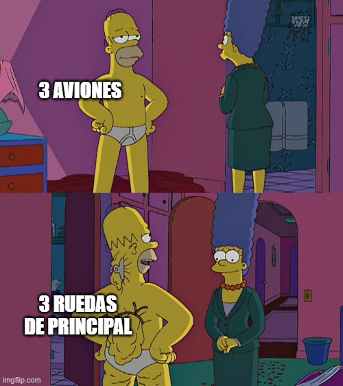 Lucky who? | 3 AVIONES; 3 RUEDAS DE PRINCIPAL | image tagged in homer simpson's back fat,tma,aircraft,maintenance | made w/ Imgflip meme maker