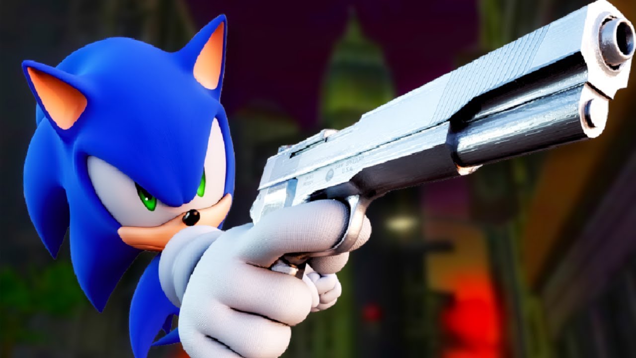 High Quality Sonic with a gun Blank Meme Template