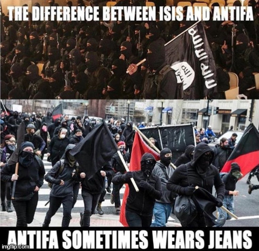 No difference | image tagged in stupid liberals,isis,antifa,libtards | made w/ Imgflip meme maker
