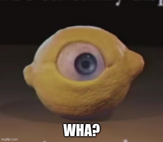 Shocked Omega Mart Lemon | WHA? | image tagged in shocked omega mart lemon | made w/ Imgflip meme maker